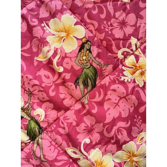 3pc Dean Miller Surf Bedding Hawaiian Hula Girl Queen Comforter 2 Shams pink HTF - Picture 2 of 16